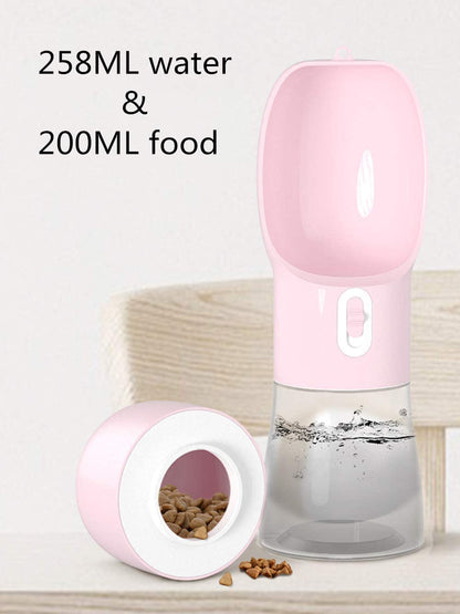 Portable Dog Water Bottle - Multifunctional Outdoor Pet Dispenser for Walking Traveling Hiking Dog&Cat Drinking Bottle and Dish Bowl -Pink